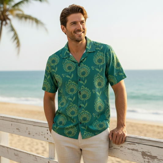 KRM Men’s Beachwear Floral Shirt – Lightweight & Stylish